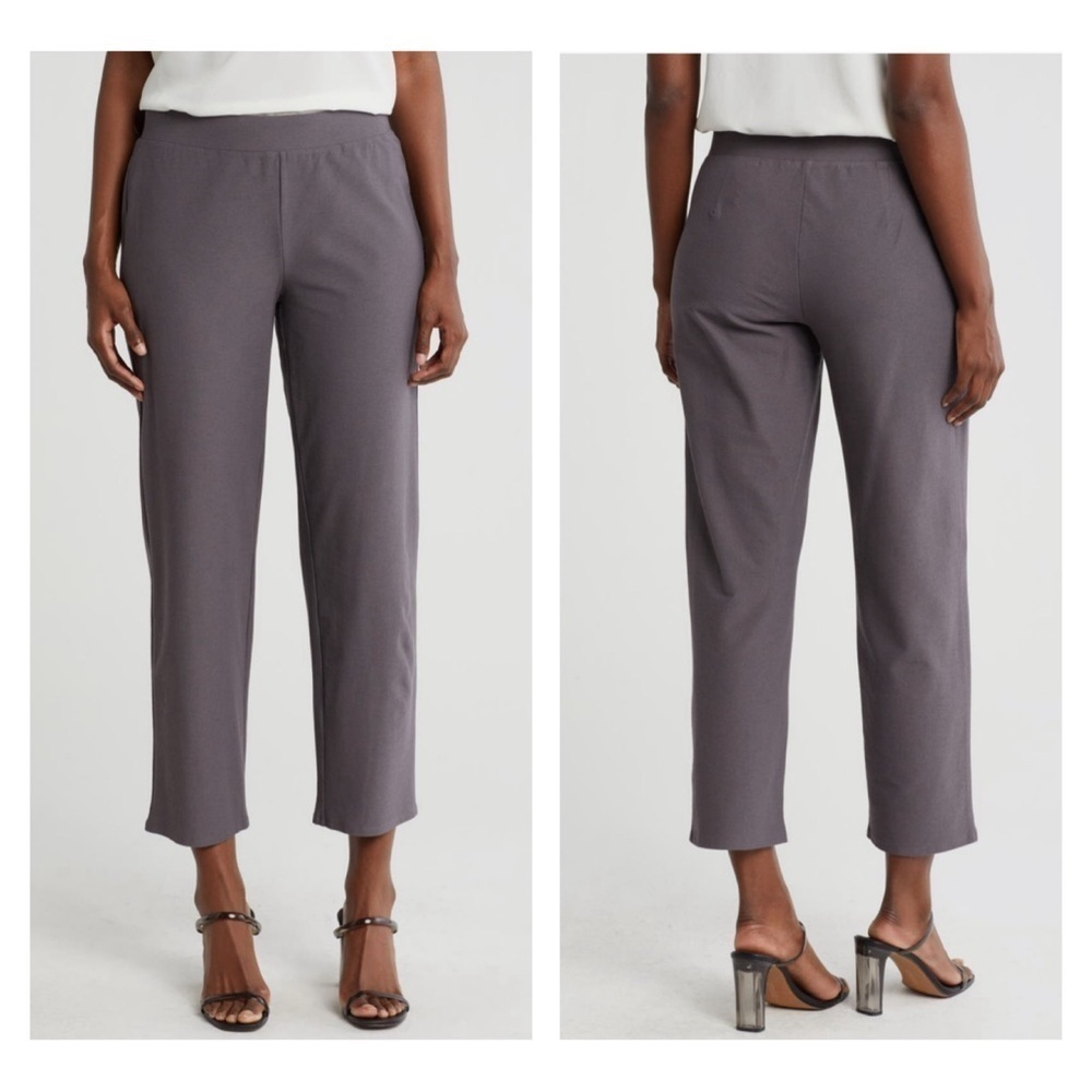 NWT Eileen Fisher Gray Washable Stretch Crepe Pant Slim Fit Ankle Length Size XL